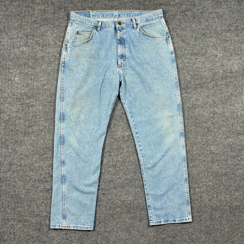 Wrangler Authentics Mens Straight Leg Jeans 36x30 Light Wash Denim Mid Rise
